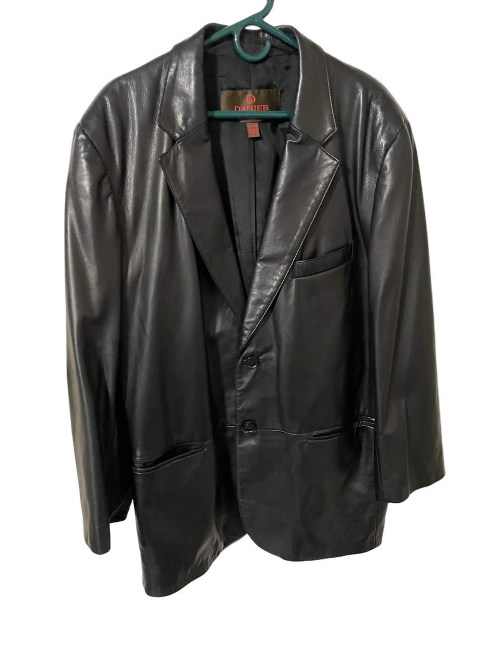 Danier Black Leather Coat Size 2XL